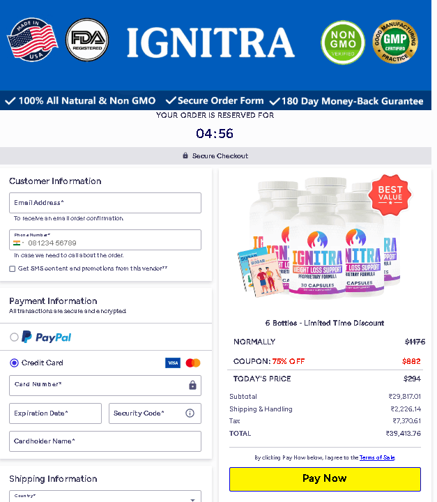Ignitra checkout page 